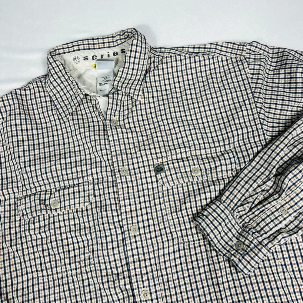 The North Face A5 Series Mens Medium Plaid Long Sleeve Button Down Cotton Shirt